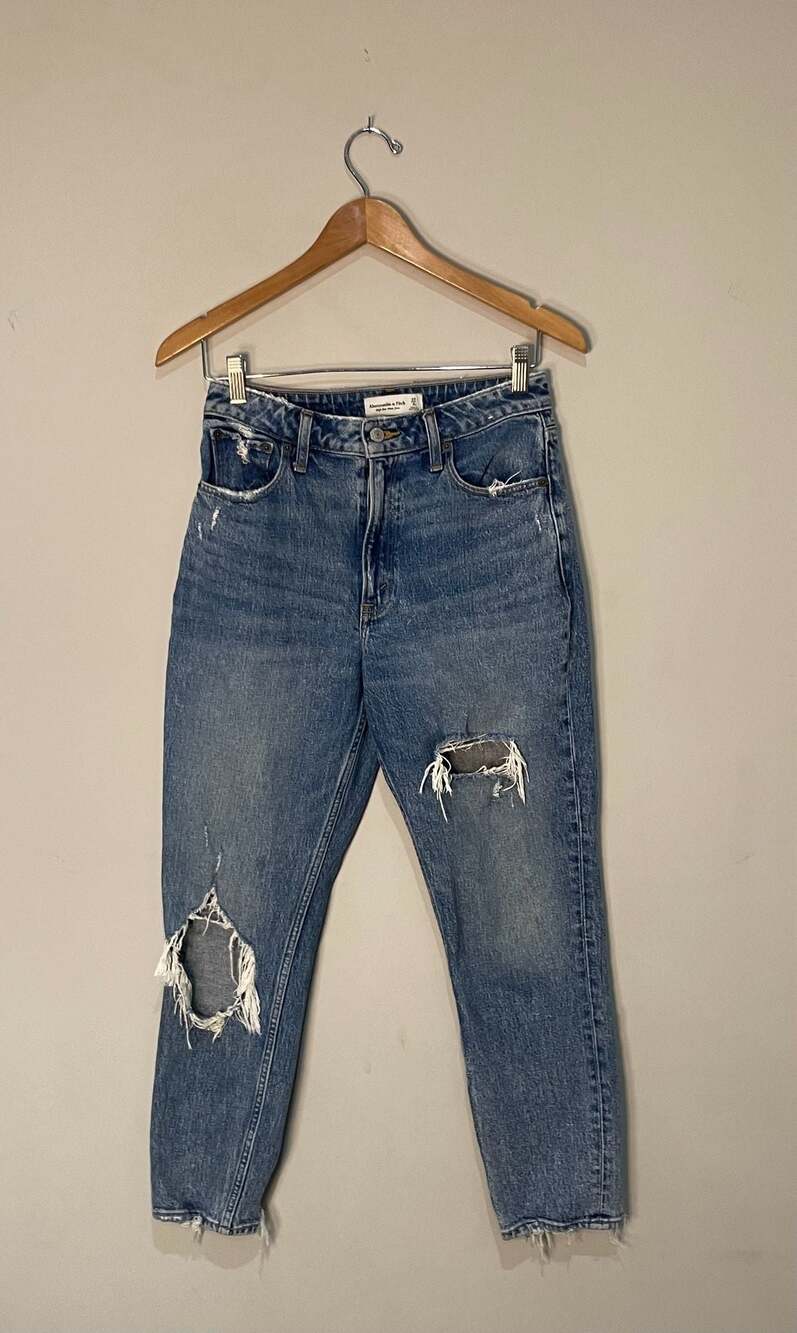 Abercrombie & Fitch Curve Love High Rise Mom Jean Distressed